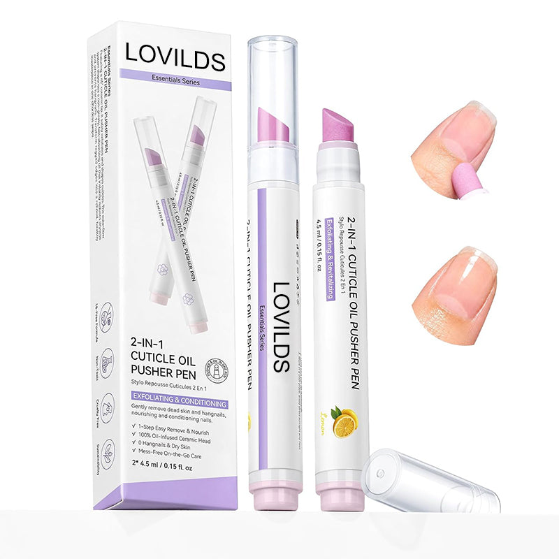 [Last Day Buy 1 Get 1 Free] 2‑In‑1 Cuticle Remover Pen, Ceramic 45° Tip With Lemon Oil 💅