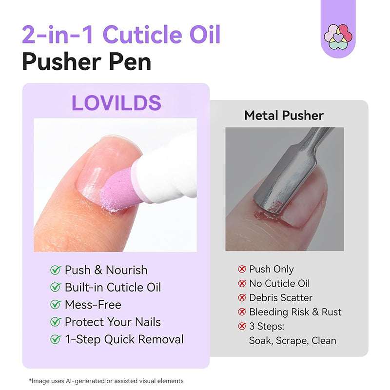 [Last Day Buy 1 Get 1 Free] 2‑In‑1 Cuticle Remover Pen, Ceramic 45° Tip With Lemon Oil 💅