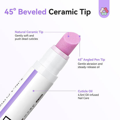 [Last Day Buy 1 Get 1 Free] 2‑In‑1 Cuticle Remover Pen, Ceramic 45° Tip With Lemon Oil 💅