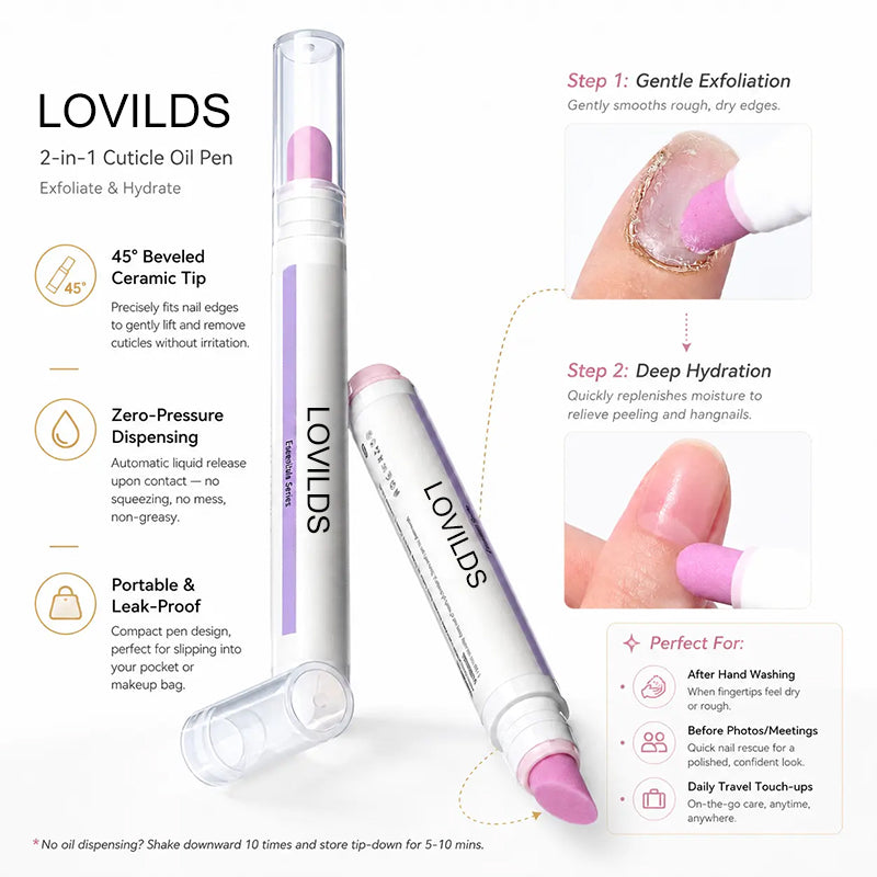 [Last Day Buy 1 Get 1 Free] 2‑In‑1 Cuticle Remover Pen, Ceramic 45° Tip With Lemon Oil 💅