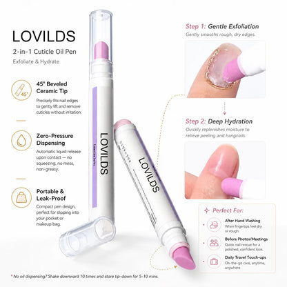 [Last Day Buy 1 Get 1 Free] 2‑In‑1 Cuticle Remover Pen, Ceramic 45° Tip With Lemon Oil 💅