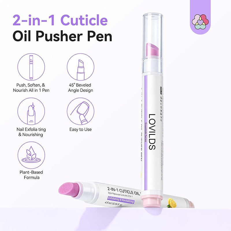 [Last Day Buy 1 Get 1 Free] 2‑In‑1 Cuticle Remover Pen, Ceramic 45° Tip With Lemon Oil 💅