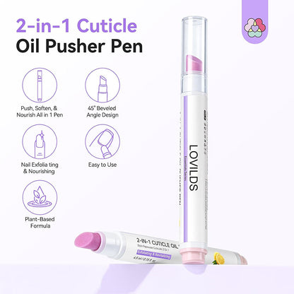 [Last Day Buy 1 Get 1 Free] 2‑In‑1 Cuticle Remover Pen, Ceramic 45° Tip With Lemon Oil 💅