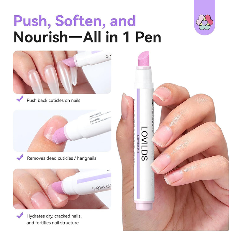 [Last Day Buy 1 Get 1 Free] 2‑In‑1 Cuticle Remover Pen, Ceramic 45° Tip With Lemon Oil 💅