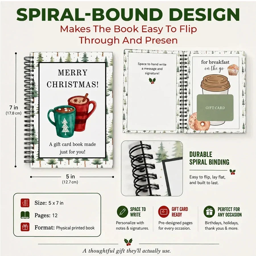 🔥 Christmas Gift Card Book🔥 – 12 Gift Card Pages & Personal Message Holder
