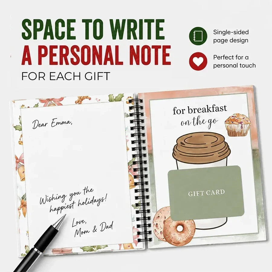 🔥 Christmas Gift Card Book🔥 – 12 Gift Card Pages & Personal Message Holder