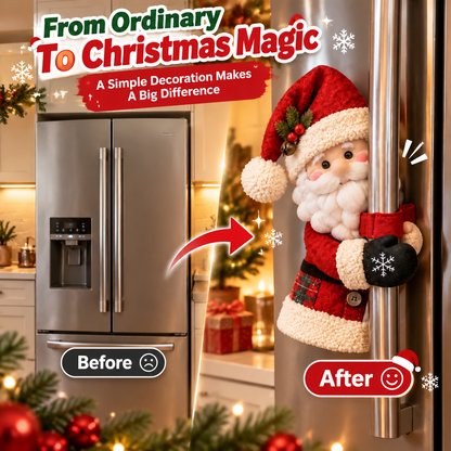 🔥 Bring Christmas Cheer Home – Festive Santa & Snowman Refrigerator Handle Decor