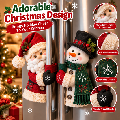 🔥 Bring Christmas Cheer Home – Festive Santa & Snowman Refrigerator Handle Decor
