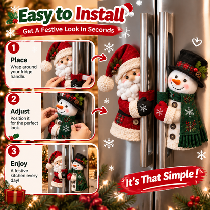 🔥 Bring Christmas Cheer Home – Festive Santa & Snowman Refrigerator Handle Decor
