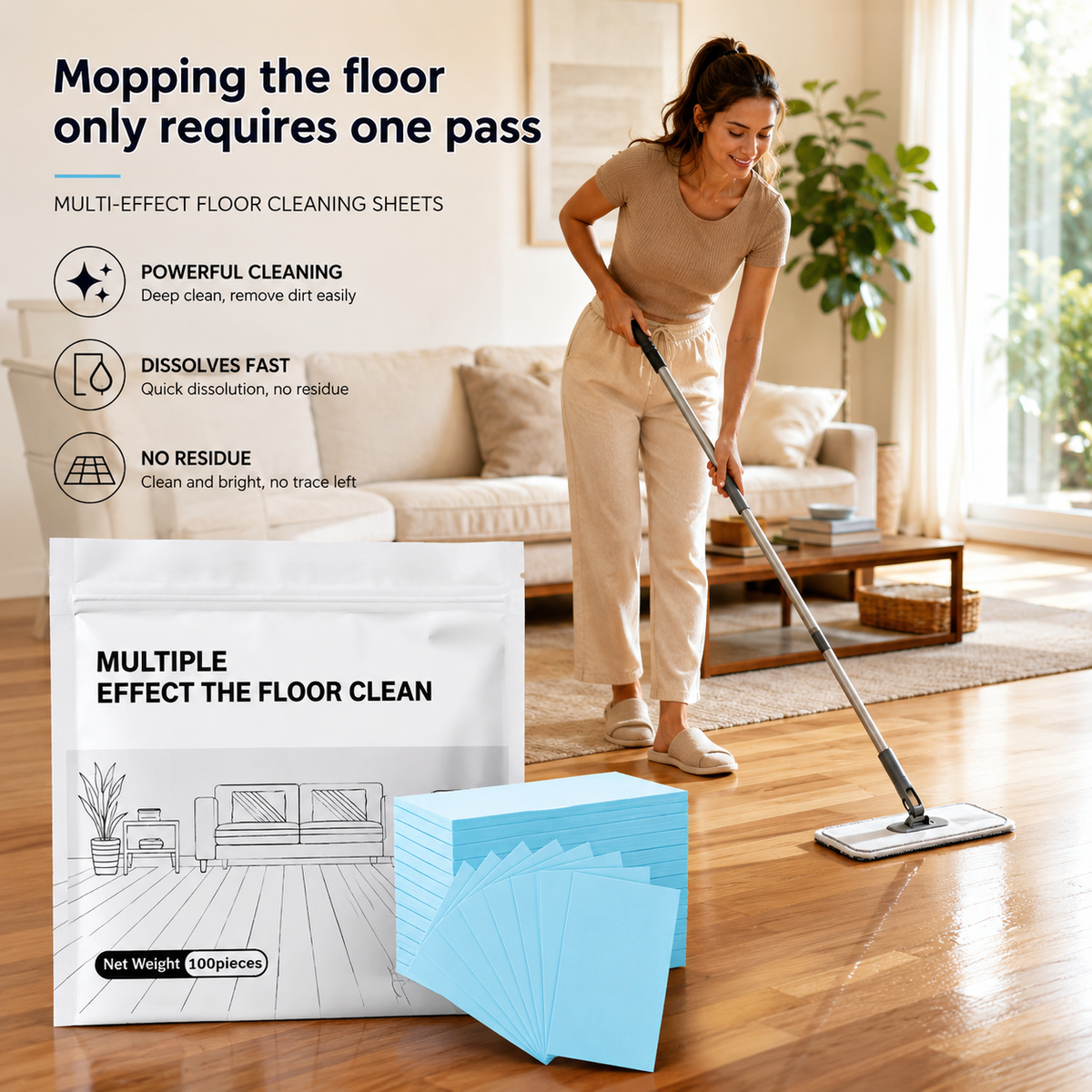 Multi-Effect Floor Cleaning Sheets – Powerful Deep Clean for Hardwood, Tile & Laminate